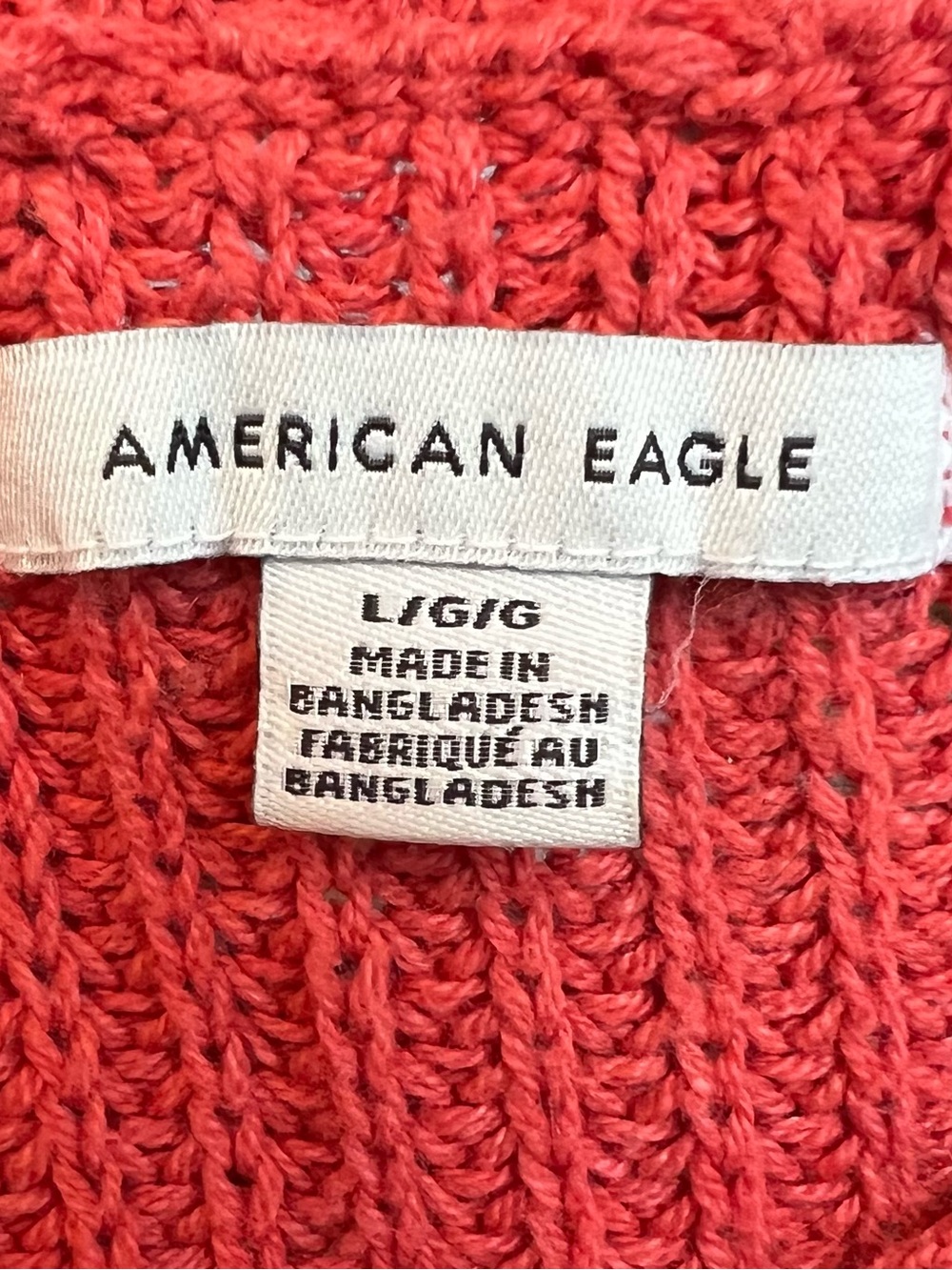 American Eagle Size Large Coral Sweater Button Front Long Sleeve Boho Preppy - Picture 5 of 6